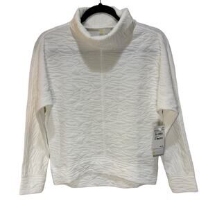 Zella Girl Kids' Carey Quilted Funnel Neck Pullover - Ivory Size XL